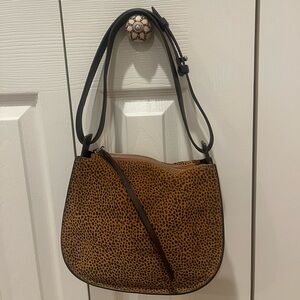 All Saints Echo Mini Hobo Brown Leopard Shoulder Bag